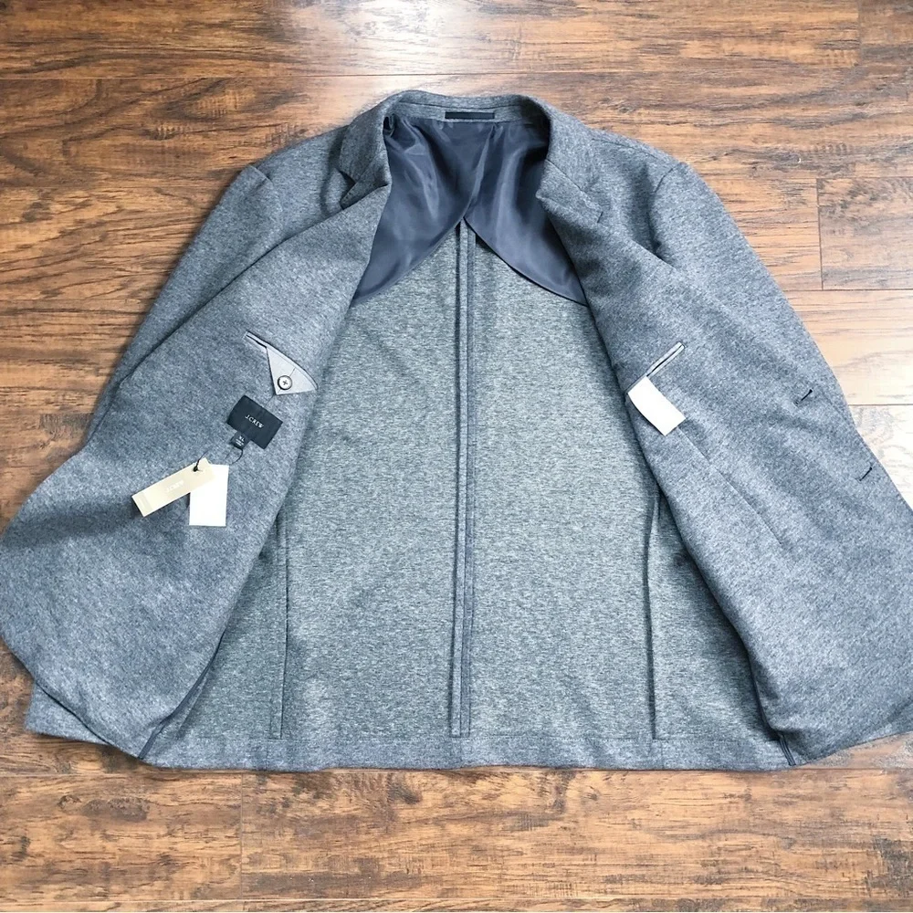 J Crew • Slim-fit knit suit jacket in wool-cotton blend Heather Grey blazer